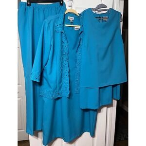 Anthony Richards Turquoise Blue 5 Piece Dress Pants Jacket Wardrober Set 20W